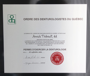 Diplôme Annick Thibault, d.d