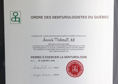 Diplôme Annick Thibault, d.d