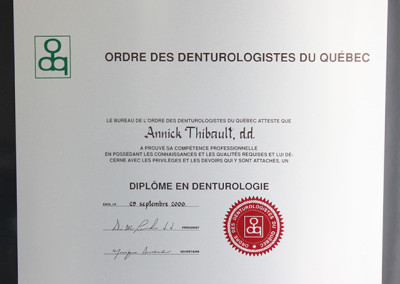 Diplôme Annick Thibault, d.d