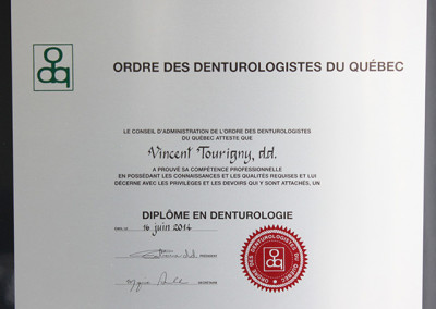 Diplôme Vincent Tourigny, d.d